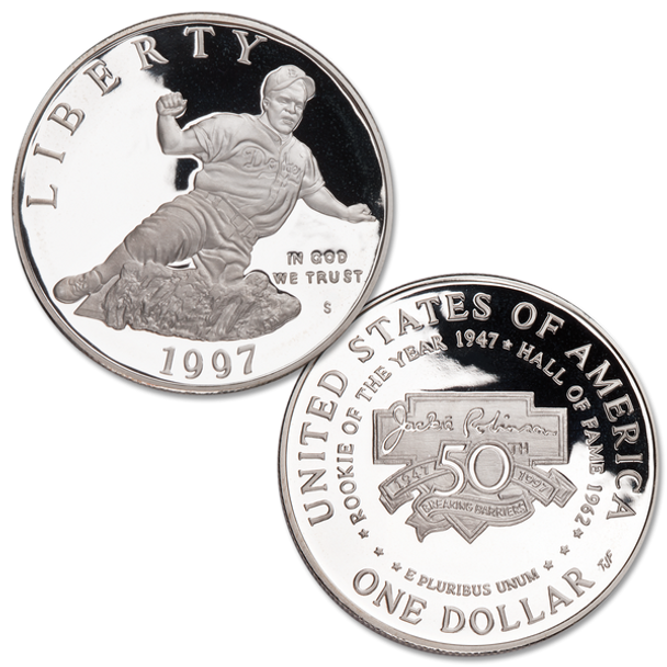 1997-S $1 Jackie Robinson Silver Commem - BU