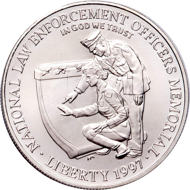 1997-P $1 Law Enforcement Silver Commem - BU