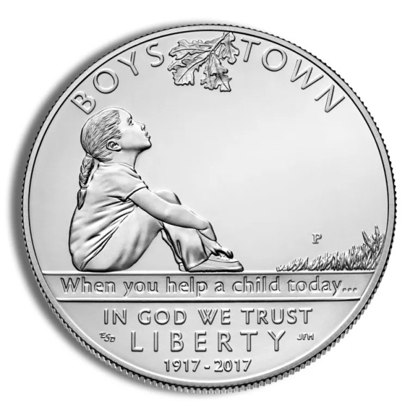 2017-P $1 Boys Town Centennial Silver Commem - BU