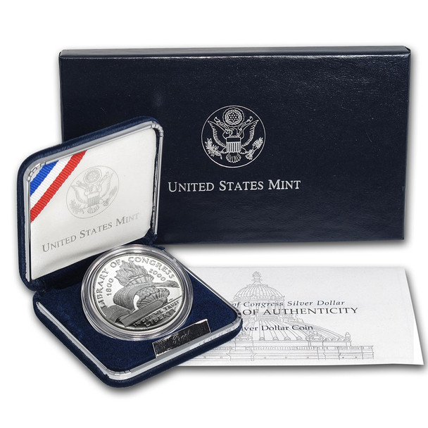 2000-P $1 Library of Congress Silver Commem - BU