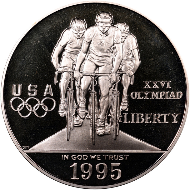1995-P $1 Olympic Cycling Silver Commem - Proof