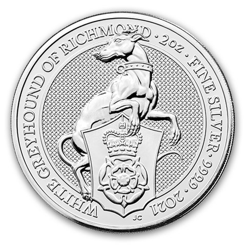 2021 2 oz Silver Great Britain Queen's Beasts - Greyhound