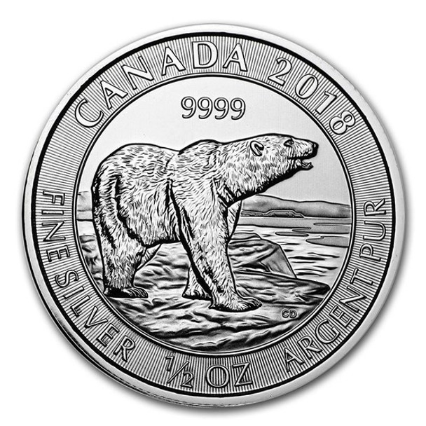 2018 1/2 oz Canadian Polar Bear Silver Coin 2018 1/2 oz Canadian Polar Bear Silver Coin