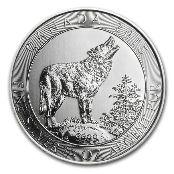 2015 3/4 oz Canadian Grey Wolf Silver Coin