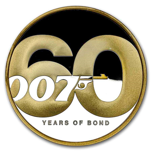 2022 2 oz Silver 60 Years of Bond Proof Gilded Coin 2022 2 oz Silver 60 Years of Bond Proof Gilded Coin
