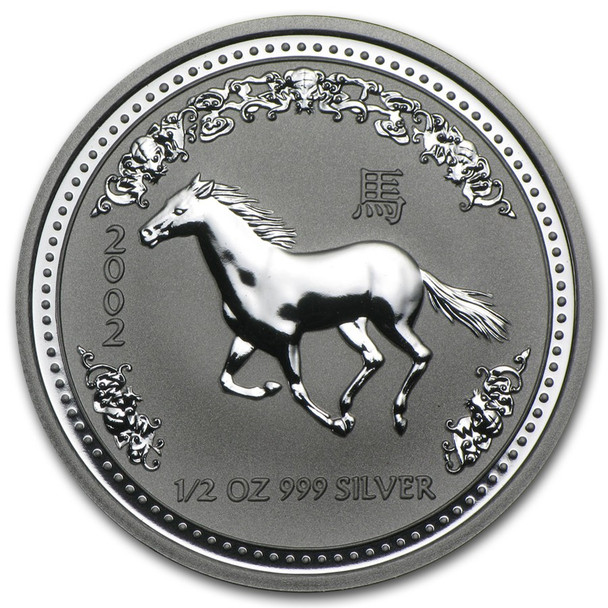 2002 1/2 oz Australia Silver Lunar Horse BU - Series I