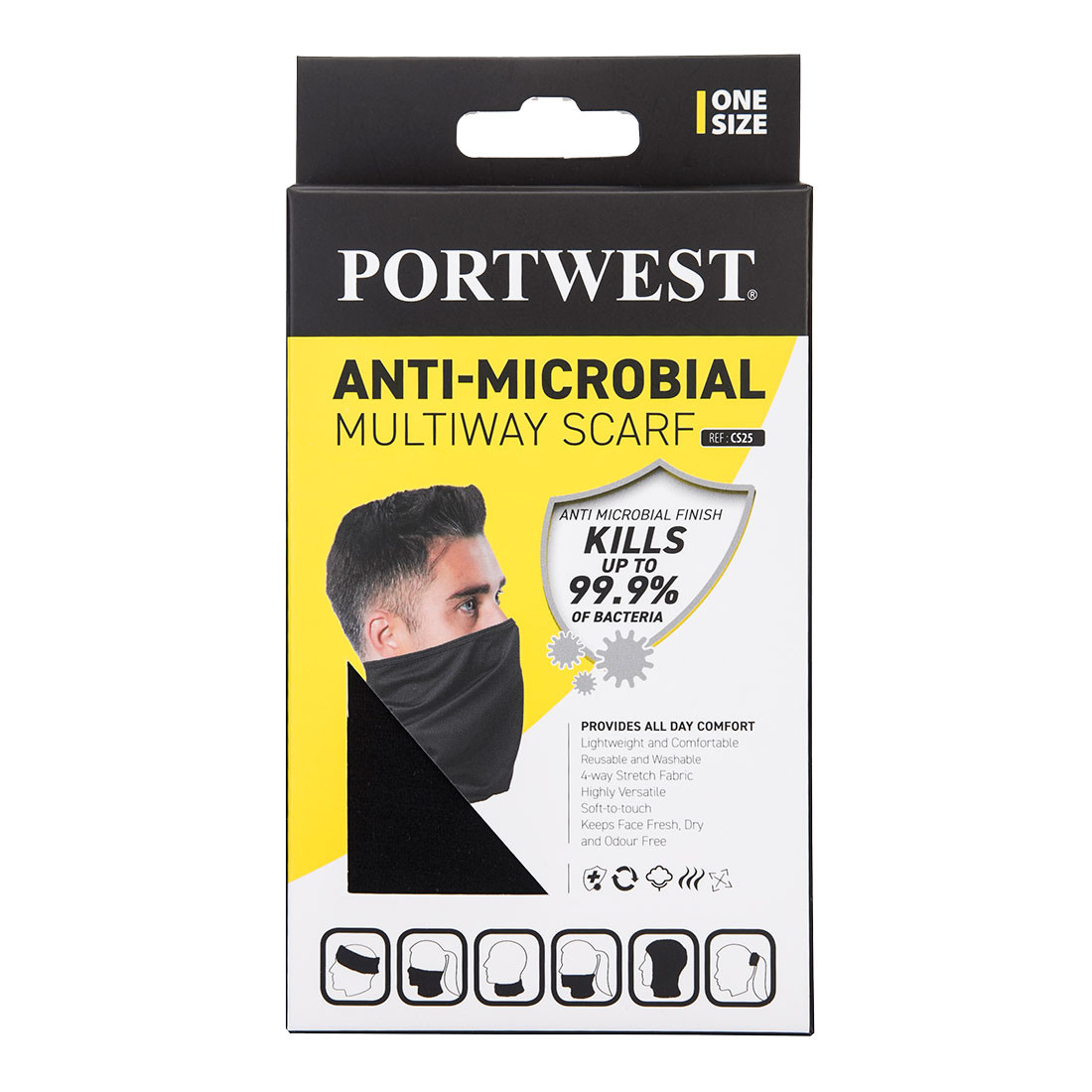 Anti-Microbial Multiway Scarf - Black