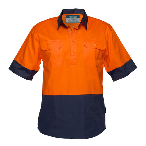 Canberra Hi-Vis Lightweight Contrast 1/2 Button Class D Shirt S/S