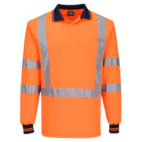 Hi-Vis X Back Polo Shirt L/S