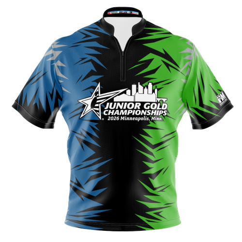 2026 Jr Gold Championship Blue Green Fracture Bowling Jersey