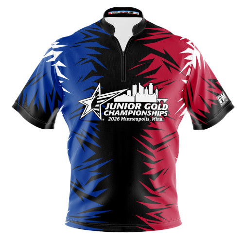 2026 Jr Gold Championship Blue Red Fracture Bowling Jersey