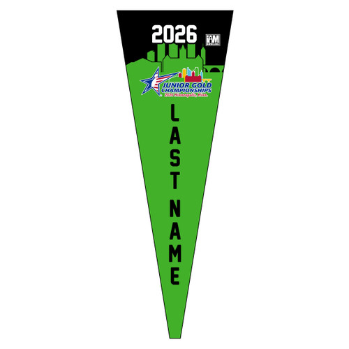 2026 Junior Gold Championships Green Pennant with Name