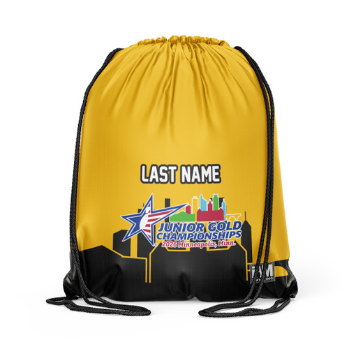 2026 Junior Gold Championships Gold Drawstring Backpack with Name