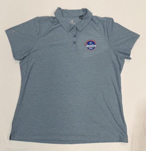 USBC Convention Full Color Logo Heather Blue Women's Polo