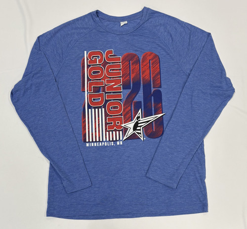 JUNIOR GOLD 2026 LONG SLEEVE PERFORMANCE RED/BLUE SHIRT