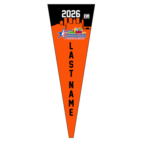 2026 Junior Gold Championships Orange Pennant with Name