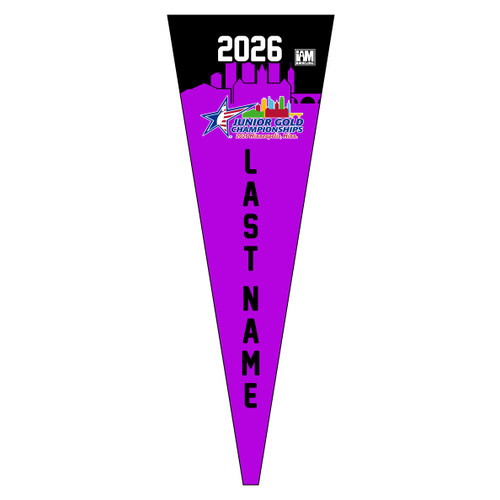2026 Junior Gold Championships Purple Pennant with Name