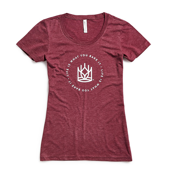 Ladies Slim Fit Life is What You Bake It Tee - Maroon - Medium