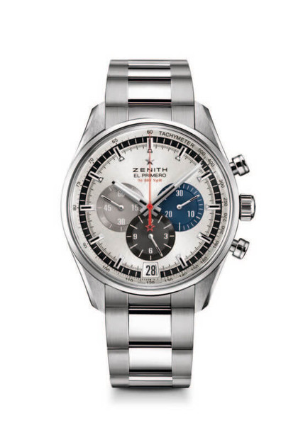 Chronomaster El Primero  - 42 mm Steel Silver Dial Tricolor counters with Bracelet