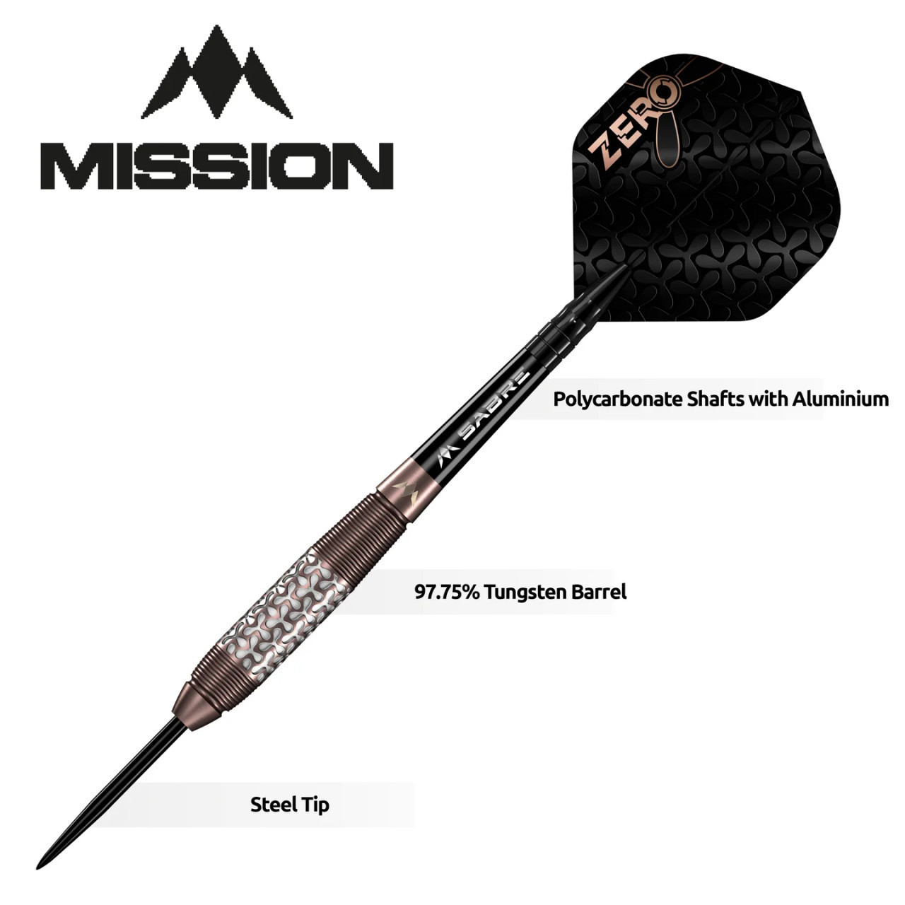 Mission Zero - Steel Tip - 97.5% Tungsten - Bronze PVD 30g