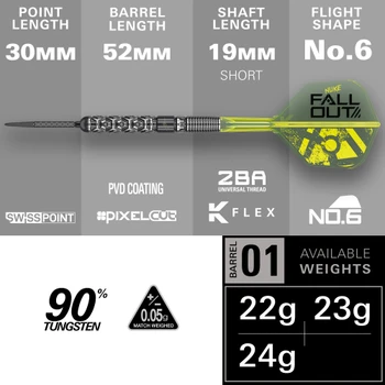 Target Luke Litter Fallout Swiss Point Steel Tip Darts - 23g