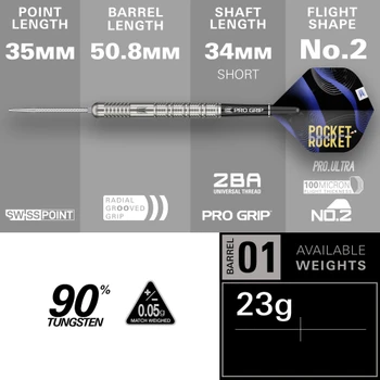 Target Justin Hood G1 Swiss Point Steel Tip Darts - 23g