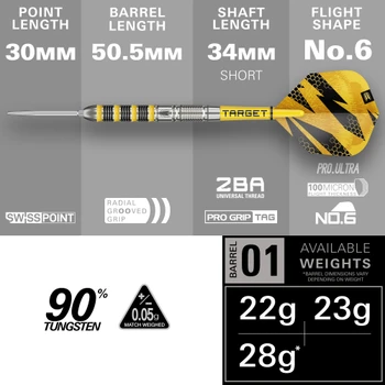Target Buzz 01 Swiss Point Steel Tip Darts - 22g