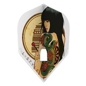L-Style L3c Original Design Kiyo Hime Champagne Flights - White, Small Standard / Shape, Tattoo Girl L-Style L3c Original Design Kiyo Hime Champagne Flights - White, Small Standard / Shape, Tattoo Girl