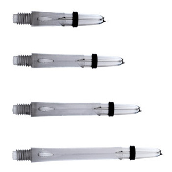 Four clear black Laro nylon dart shafts Four clear black Laro nylon dart shafts