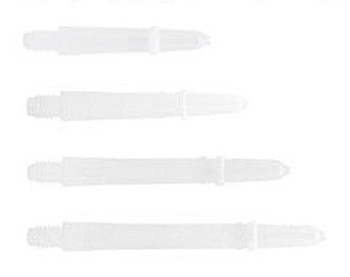 White Laro dart shafts in extra short through medium lengths White Laro dart shafts in extra short through medium lengths