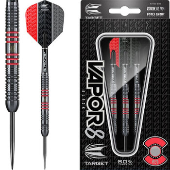 Target Vapor-8 Black Red Steel Tip Darts - 23g Target Vapor-8 Black Red Steel Tip Darts - 23g
