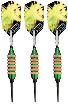 Spinning Bee soft tip darts with green barrels Spinning Bee soft tip darts with green barrels