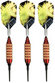 Spinning Bee soft tip darts with red brass barrels Spinning Bee soft tip darts with red brass barrels