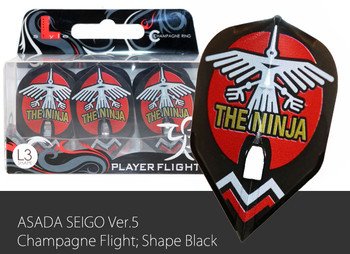 L-style Seigo Asada "Ninja" V.3 Small Standard L3 Pro Champagne Flights - Black L-style Seigo Asada "Ninja" V.3 Small Standard L3 Pro Champagne Flights - Black