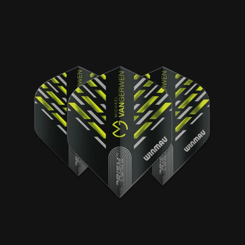 Winmau MvG Prism Alpha Flights - No2 (Standard) - Black, Green & Grey Chevron Winmau MvG Prism Alpha Flights - No2 (Standard) - Black, Green & Grey Chevron