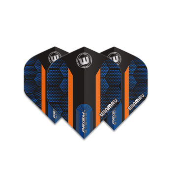 Winmau Prism Alpha Standard Flight - Black, Blue & Orange Logo Winmau Prism Alpha Standard Flight - Black, Blue & Orange Logo