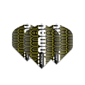 Winmau Mega Standard 75 Micron Flight - Logo Yellow & White Winmau Mega Standard 75 Micron Flight - Logo Yellow & White