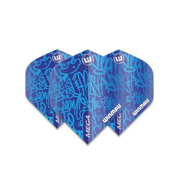 Winmau Mega Standard 75 Micron Flight - Blue Graffiti Winmau Mega Standard 75 Micron Flight - Blue Graffiti