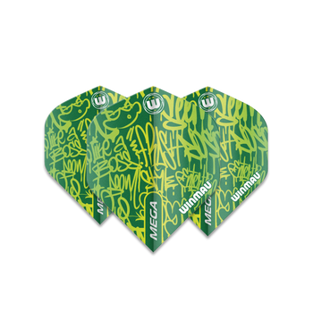 Winmau Mega Standard 75 Micron Flight - Green Graffiti Winmau Mega Standard 75 Micron Flight - Green Graffiti