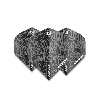 Winmau Mega Standard 75 Micron Flight - Black Graffiti Winmau Mega Standard 75 Micron Flight - Black Graffiti