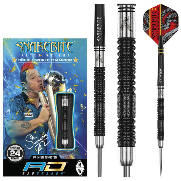 Red Dragon Peter Wright Snakebite Double World Champion SE Steel Tip Darts - 24g