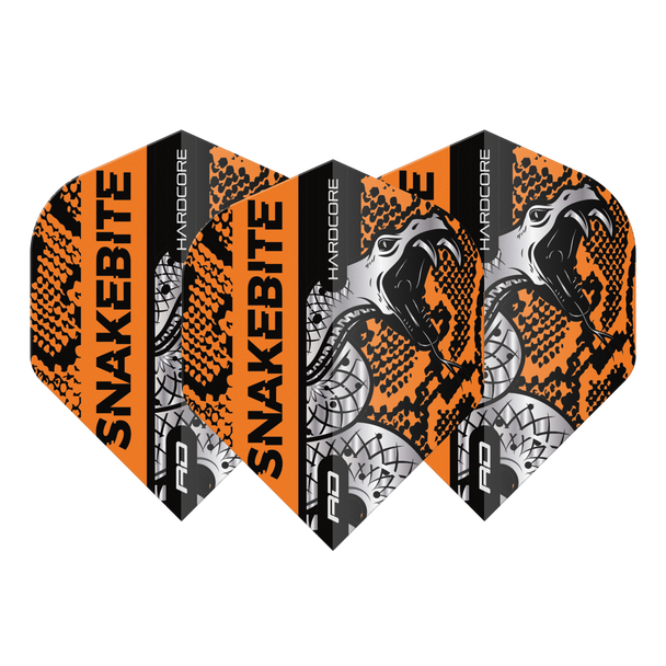 Red Dragon Players Extra Thick Hardcore Snakebite Coiled Snake Orange Standard Dart Flights