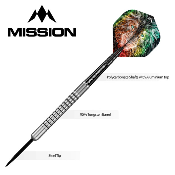 Mission Dominik Grüllich - Steel Tip - 95% Tungsten - Silver-Black Rings 23.5g