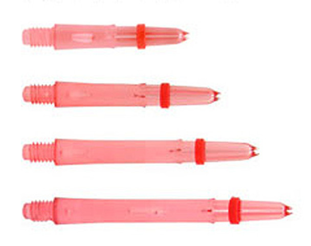 Clear red L-Style dart shafts in four lengths