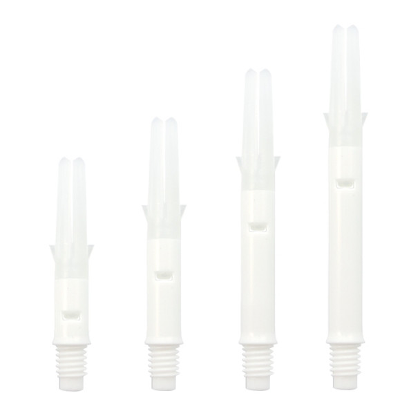 Spinning straight white L-Shaft dart shafts in four lengths