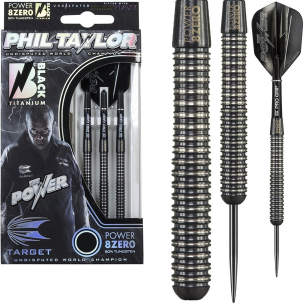 Target Phil Taylor Power 8Zero Black Steel Tip Darts - 25g