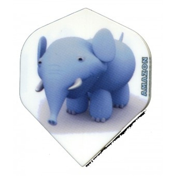 Amazon dart flight with a cartoon elephant on a white background