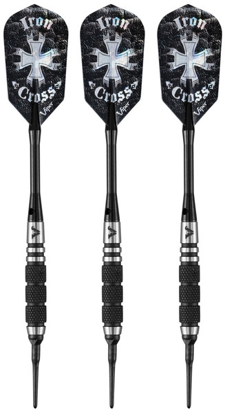 Three Viper Desperado "Iron Cross' soft tip darts with coarse knurl