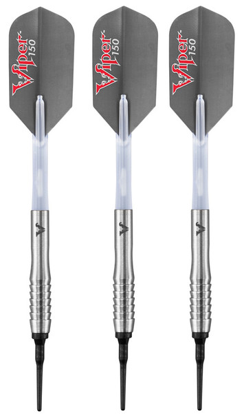 Viper V-Factor soft tip darts with edge-grooved silver tungsten barrels