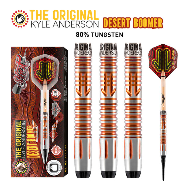 SHOT Kyle Anderson Desert Boomer Steel Tip Darts 80% - 24gm